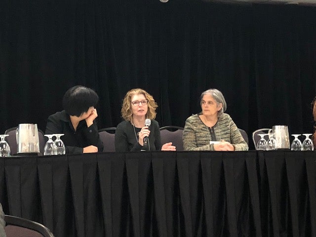 Dr. Susan Elliott sits on a panel with Laurie Harada and Susan Abel
