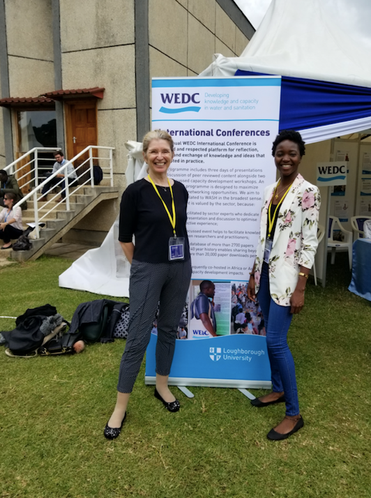 Dr. Susan Elliott and PhD student Thelma Abu at WEDC conference