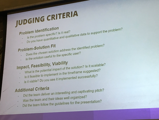 Slide of the judging criteria