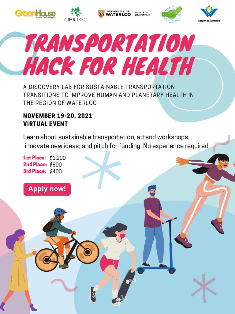 Poster for Transportation Hack for Health event. A PDF of the poster is also available.