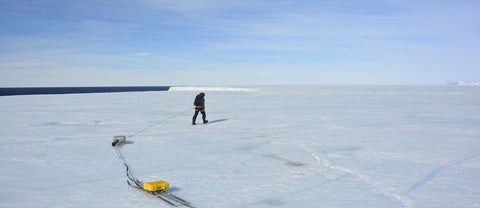 Christine Dow on an ice sheet in the arctic