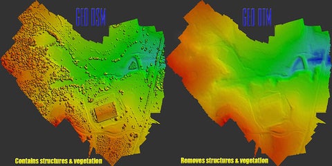 Digital Surface Model and Digital Terrain Model (DSM/DEM).