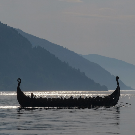 Viking boat on a body of water