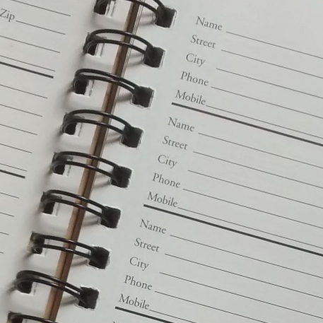 Close up of an address book
