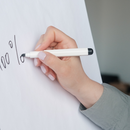 Hand writing on a white board