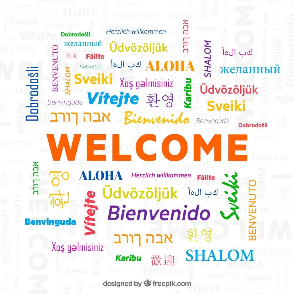 The word Welcome in different languages