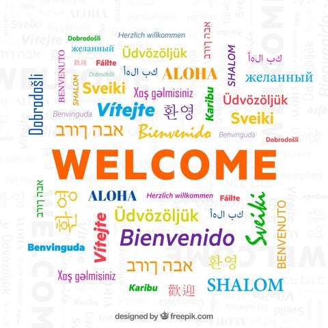 The word Welcome in different languages