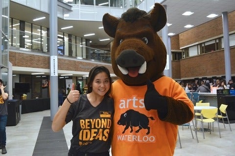 Faculty of Arts mascot at the Open House