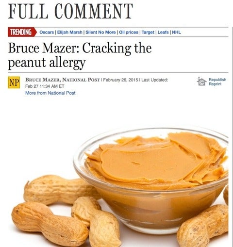 A screen grab of Bruce Mazer: Cracking the peanut allergy from nationalpost.com