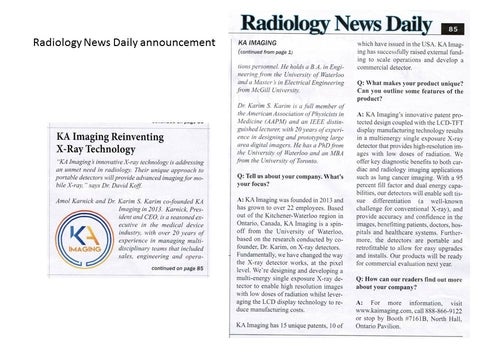 KA Imaging Reinventing X-Ray Technology
