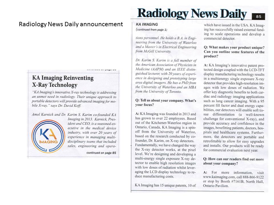 KA Imaging Reinventing X-Ray Technology