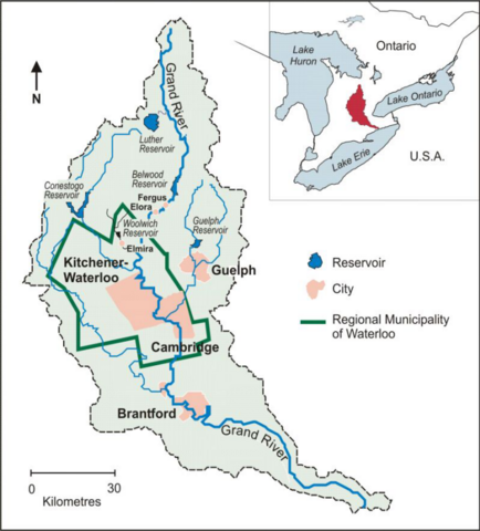 Map of the grand river lands in Ontario