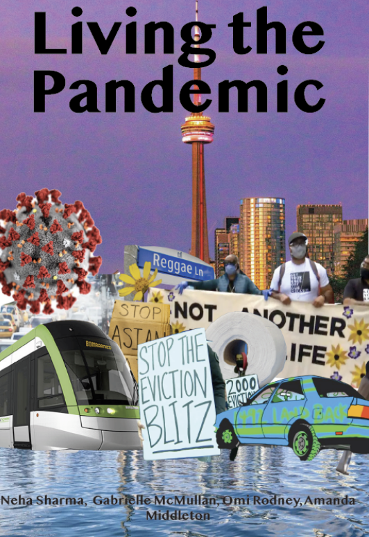 Ling the Pandemic cover image showing overlapping illustrations of everyday life such as buildings and cars