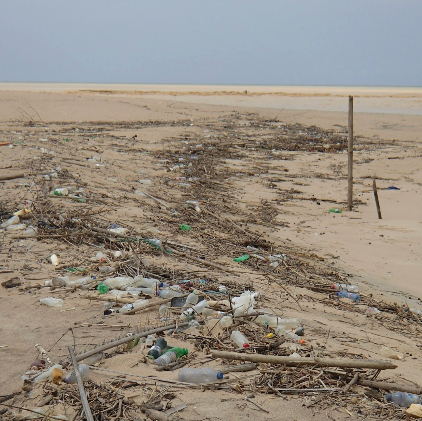 plastic waste on sand at anlo beach