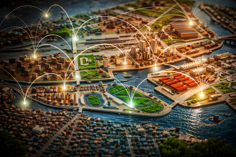 abstract city with sensors