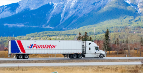a purolator truck on a highway