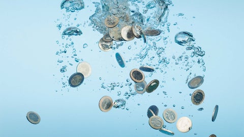 Coins in water