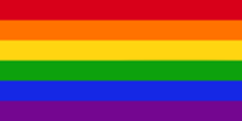 LGBTQ+ flag with red, orange, yellow, green, blue, purple bars