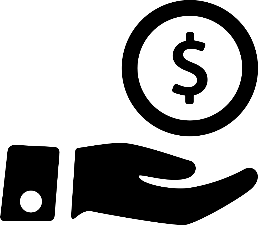 Icon of hand holding dollar symbol.