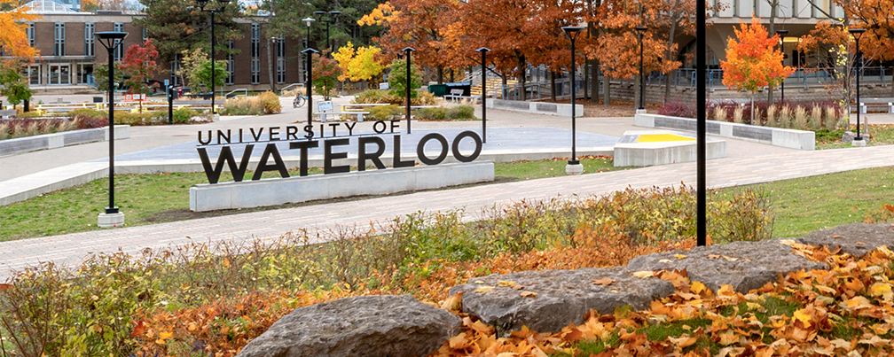 University of Waterloo sign in the fall