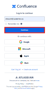 Confluence login screen