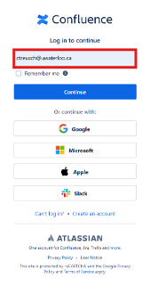 Confluence login screen
