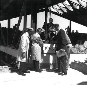1963 building committee setting cornerstone 