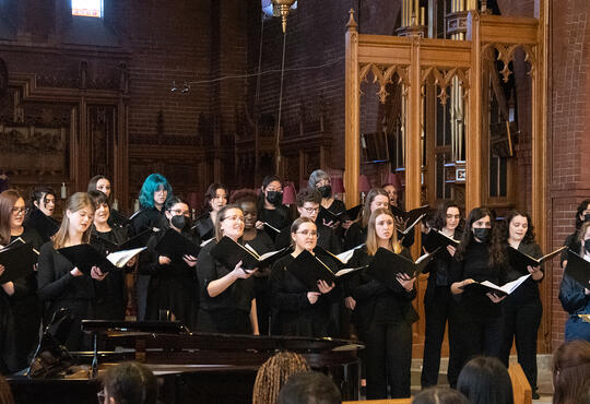 Grebel choir singing in church