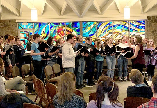 grebel students sing in choir