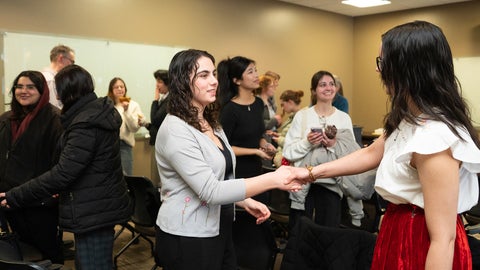Students shake hands during Culture Fest