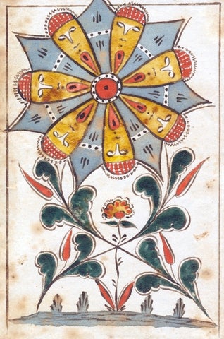 drawing of a flower with faces by Rebecca Brubacher 