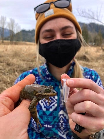 briar hunter holding a frog