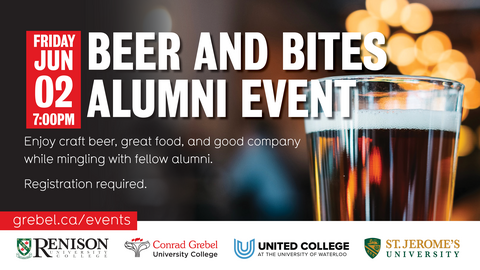 invitation for the beers and bites alumni event