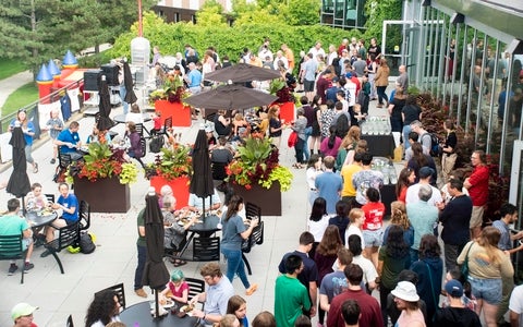 Crowds on the patio