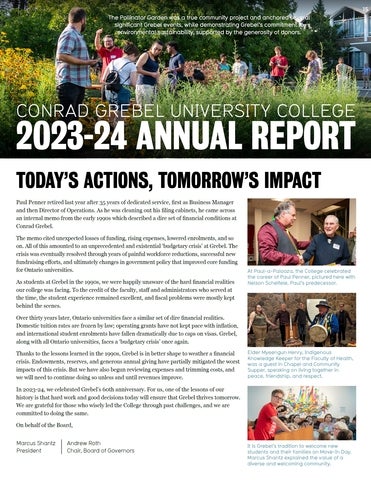 The first page of Grebel's 2023-2024 annual report