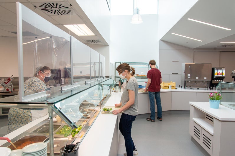 students go through the new servery