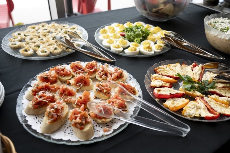 four plates of delicious hors d'ourves