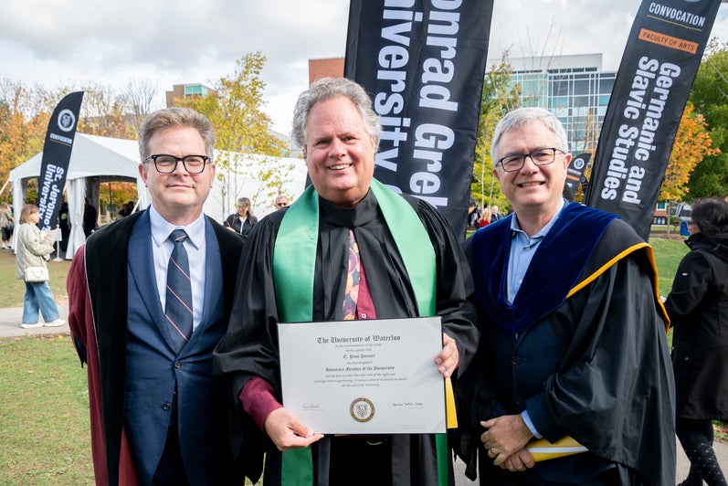 Marcus Shantz, Paul Penner, Troy Osborne at convocation