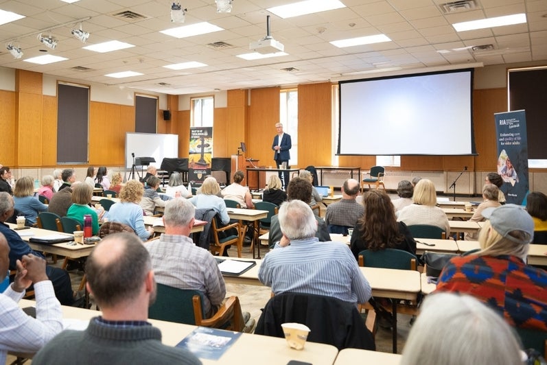 a seminar in the great hall with guest speaker