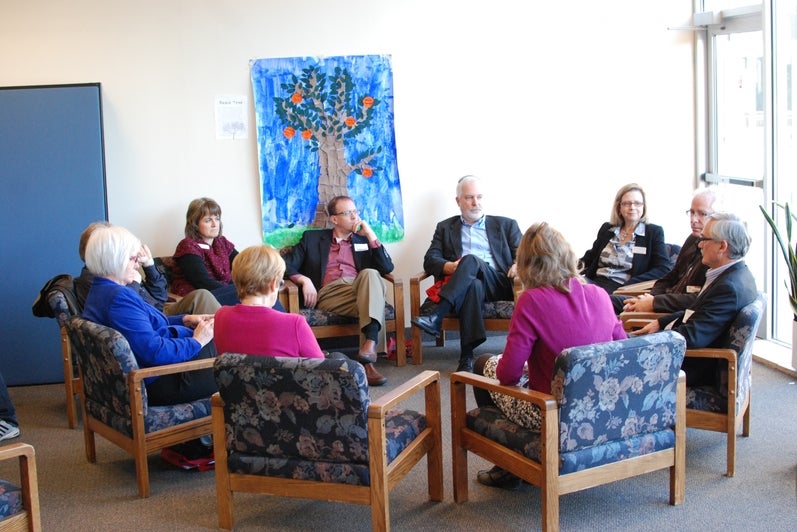 people chatting in a circle