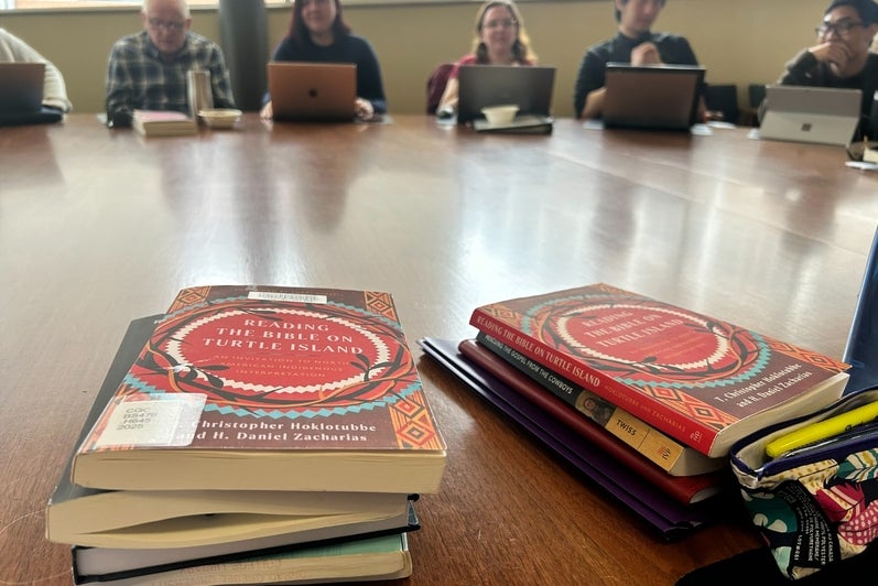 Class room view, MTS students with indigenous books.