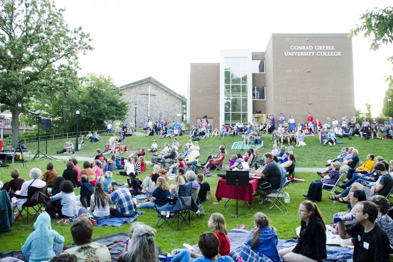 audience of an outdoor talent show