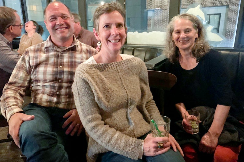three alumni posing at lancaster 