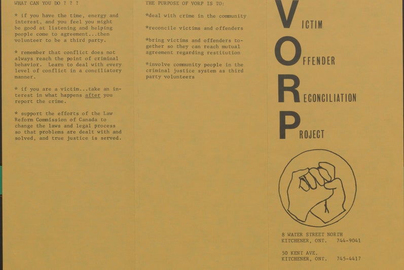 leaflet about victim offender reconciliation project (VORP)
