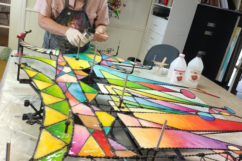 Jim in his studio working on the art piece