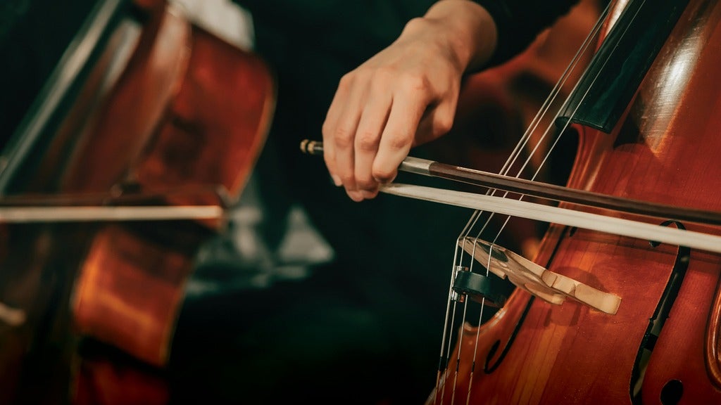 close up on a cello being played