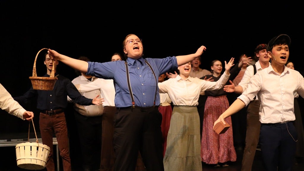 Students singing in the Grebel musical