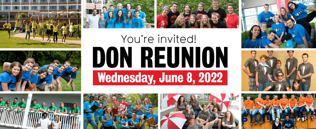 Don Reunion banner with pictures of students 