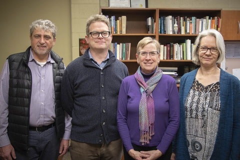 Pictured left to right: Fred Martin, President Marcus Shantz, Anita Tiessen, Laureen Harder-Gissing