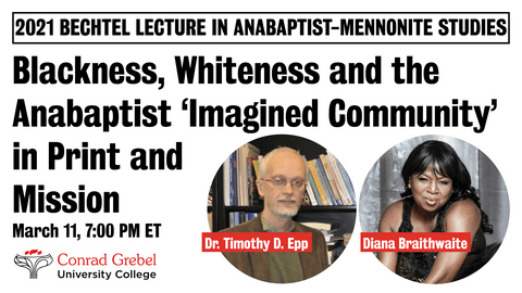 two photos of speakers from bechtel lecture surrounded by black text